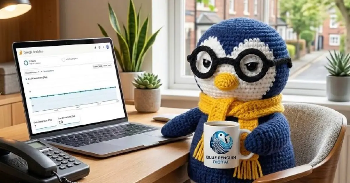 A calendar with monthly milestones next to a laptop showing a live website