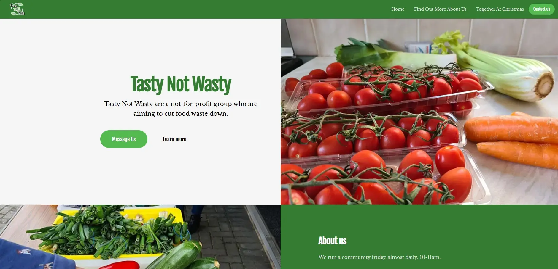 Before: older Tasty Not Wasty homepage layout