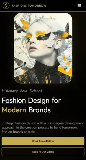 Fashions Tomorrow editorial homepage — mobile view