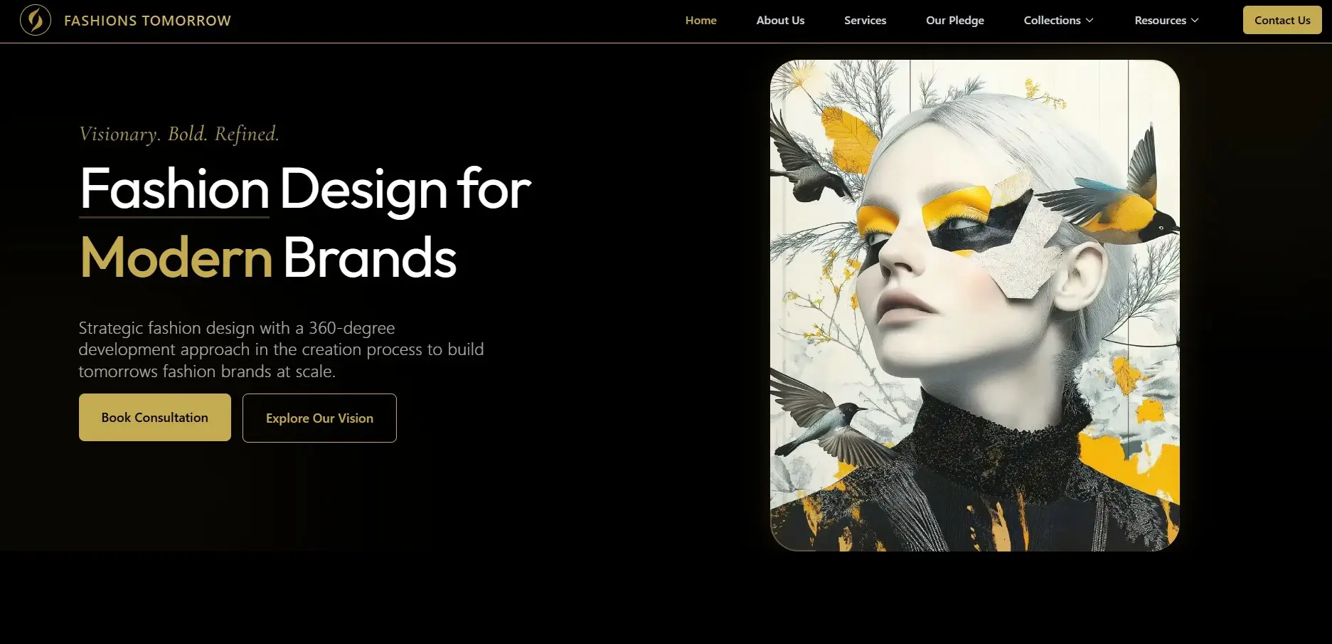 Fashions Tomorrow editorial homepage — desktop view
